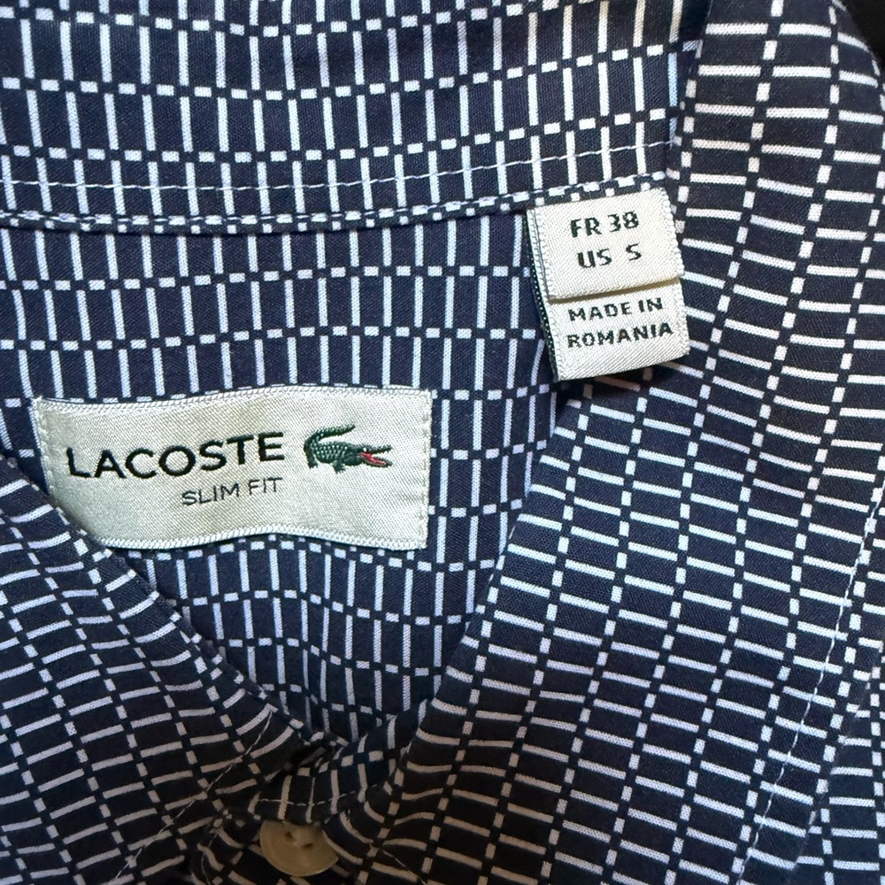 Lacoste Men's Patterned Navy Button Down Shirt - Picture 2 of 2